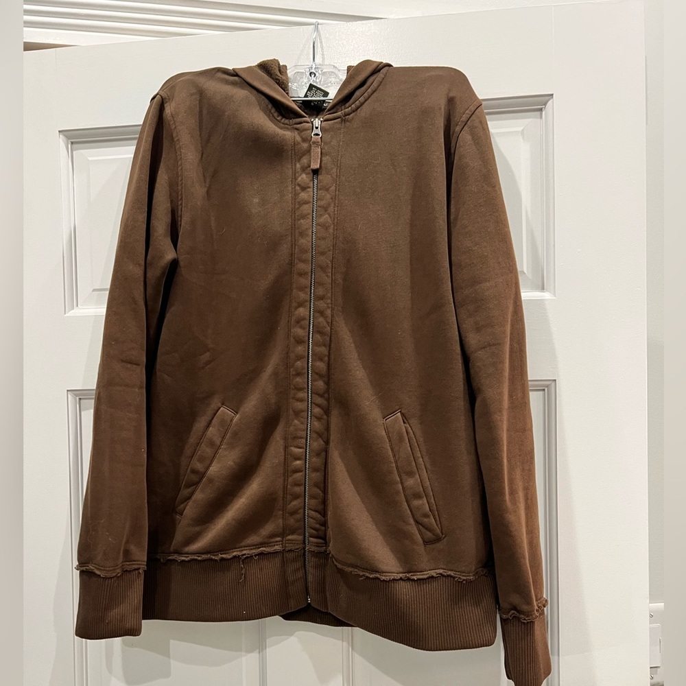 Women’s Eddie Bauer Vintage look full zip hooded sweatshirt.  Size L